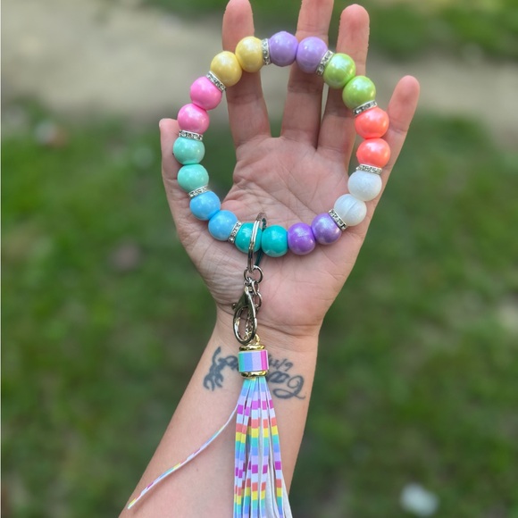 Accessories - Colorful Beaded Keychain Bracelet with Tassel